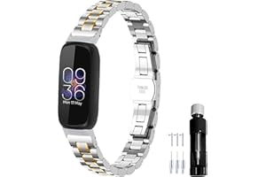Gheper Metal Watch Band 316L Stainless Steel Compatible with Fitbit inspire 3 Smartwatch Wristband Replacement Strap for Women Men