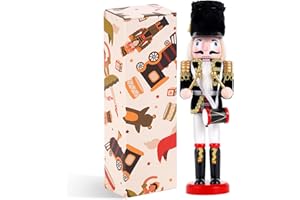 COMBIUBIU MuñEco Cascanueces Navidad Made In Pinus Artesanal Tradicional-Tambores Negros,Cascanueces Navidad Mesas,AlféIzar De La Ventana De La Chimenea, Regalo De DecoracióN NavideñA para El Hogar