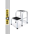 Wiltec Scaletta 2 Gradini In Acciaio – Portata 150 Kg, Pedate Antiscivolo 26x38 Cm, Altezza Gradini 20 E 40 Cm, Leggera E Compatta