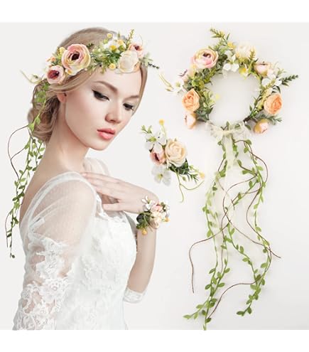 Corona Di Fiori Boho - Fascia Floreale Per Capelli, Party, Matrimoni, Blu - Foto 10