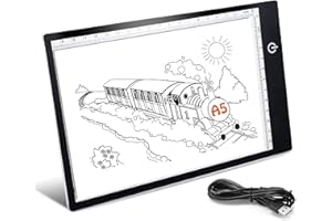 I-SHUNFA Tablette Lumineuse A5,A5 LED Table Lumineuse Dessin ultra-mince Light Pad,avec câble USB,Luminosité réglable pour Diamond Painting,artistes,esquisse,animation