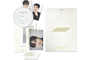 KQ ENTERTAINMENT. ATEEZ - [GOLDEN HOUR : Part.1] (DIARY Ver.) Invitation + Photo Frame + Postcard Set + Envelope + Photobook + Postcard + Photocard + Sticker + Bookmark + Disc + 2 Pin Badges + 4 Extra Photocards