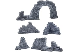 GW BOX GWBox Ruined Stone Walls Set,Terrain Scenery for Tabletop 28mm Miniatures Wargame,3D Printed and Paintable Fairy House Diorama Accessories DIY Craft