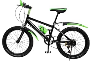 FUNYSF Vélo VTT 20 pouces 6 vitesses pour enfant garçon fille VTT enfant VTT à double disque en acier carbone pour les déplacements et l'équitation en ville