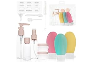 MyGadget Set Viaggio [14 pezzi] - Kit Flaconi & Contenitori per crema - Bottiglie e Boccette per Liquidi e Cosmetici per Viaggiare in Aereo - Donna e Uomo