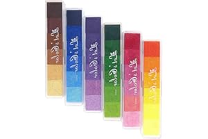 TADIPRI Tampone di Inchiostro,36 Colori Tamponi di Inchiostro Impronte digitali Non tossico tampone per timbri Lavabile per Artigianato di Carta Pittura su Regalo di Compleanno Fai da Te (6 Piezze)