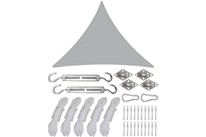 LORRTTA Sun Shade Sail, 3x3x4.3M Sun Shade Sail Waterproof, UV Blocker, Breathable, Wind Resistant Garden Sail with Installation Kit, Patio Awning for Garden, Yard, Pergola, Pool, Carport (Gray)