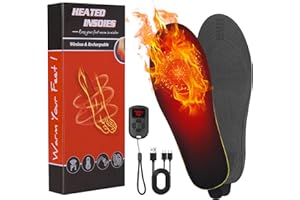 MOTEOZA Plantillas Calefactables Recargables para Hombre y Mujere – Suelas Térmicas Invierno con Batería de 2600mAh, Control Remoto Digital y 3 Niveles de Calor, Calentadores de Pies para Acampada y Marcha