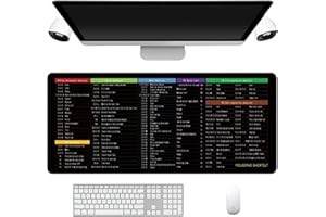 KEYET Quick Key Super Large Keyboard Pad,Keyboard Shortcuts Mouse Mat Computer Mat English Shortcut Key Mouse Pad Keyboard Shortcut Mousepad for Desk Pc, Laptop, Office (A, 80 x 30CM)