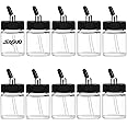 SAGUD 10pcs Glass Airbrush Bottles Kit 20cc Air Brush Gun Jar with 10 pc Adapter Cap Covers Set, Fits Dual–Action Siphon Feed Airbrushes