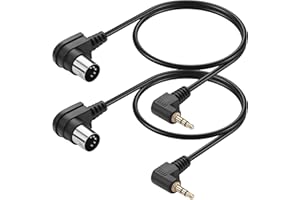 CERRXIAN Kabel audio 5-pinowy DIN do 3,5 mm, 90-stopniowy MIDI-DIN-5-biegunowy wtyk do 90 stopni, 3,5 mm 1/8 cala, wtyczka jack jack do głośników, keyboard MIDI – 0,5 m