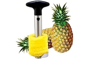 FOUR GUYS Pineapple Corer and Slicer Pineapple Cutter Core Removal Stainless Steel Heavy Duty Sharp Blade Mat Non-Slip Detachable Handle Ideal for Slicing pineaple Rings in Home Kitchens and Restaurants