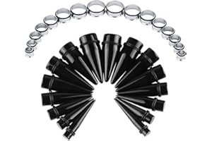 Crdifu 16 Pares Kit de Estiramiento de Oreja Tapones Acrílico Acero quirúrgico Calibres Grandes Expansores Túnel Piercing Joyería