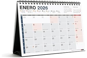 Miquelrius - Calendario 2026 de sobremesa Completo, Organizador anual A5: 210 x 148,5 mm, Con espacio para anotar, Encuadernación espiral doble, Planificador 12 meses, Español