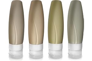 AQOS | Botellas de viaje - set botellas de viaje 90 ML - frascos viaje - travel bottles - accesorios avion - silicona - rellenable - botes champu viaje - reutilizable