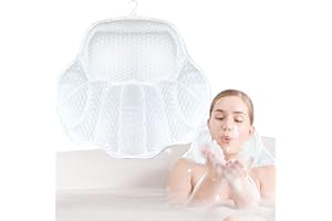 YUEMING Badewannenkissen, Nackenkissen für Badewanne 4D Mesh Nackenkissen Badewanne mit 6 Saugnäpfen Kopfkissen Komfort BadeKissen für Home Spa und Badewannen Stützt Kopf, Nacken, Schultern, Rücken