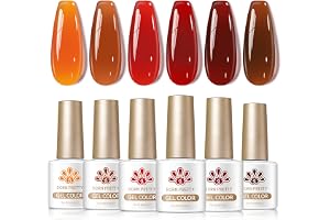 Born Pretty UV nagellack gelé orange röd brun | Gel nagellack mörkbärnstensröd höst vinter UV lack manikyr och nagelkonst DIY hemma
