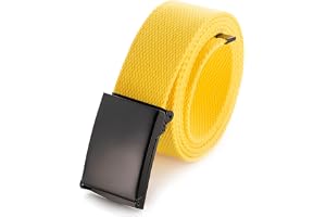 Mile High Life Cut To Fit Canvas Web Belt Storlek Upp till 132 cm med Flip-Top Solid Svart Militärspänne (16 färger och kombi
