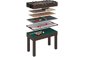 ‎ANATERRA anaterra® Multispieltisch - 9 in 1, Billardtisch, Hockey, Tischtennis, Kickertisch, Shuffleboard, Würfelspiel, Schach, für Erwachsene/Kinder, Zubehör - Multigame Spieltisch, Multifunktionstisch Spiel