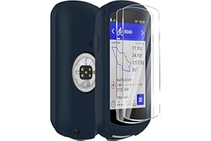 Ermorgen Silikonhülle Kompatibel für Garmin Edge 1040 Hülle + 2 Displayschutzfolien aus gehärtetem Glas, Weiche Silikonhülle All-Inclusive Stoßfester Schutz - Blau
