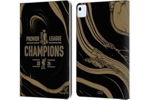 Head Case Designs Officially Licensed Liverpool Football Club Black Marble 2025 Premier League Champions Leather Wallet Case Compatible With Apple iPad Air 11 2020/2022/2024/2025