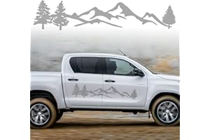 PWSAP Adesivi Montagna Adesivi per Cofano, Auto Grafici Montagna Adesivo Decorativo in Vinile Impermeabile Universale per SUV Veicoli Camper Fuoristrada Carrozzeria Porta Laterale Tronco, Grigio Sinistra
