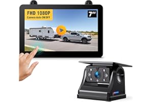ERAPTA Magnetic Solar Powered Wireless Reversing Camera Kit 7” 1080P Monitor Touchscreen IPS Monitor 1 Min DIY Installation, IP69K Waterproof Reversing Camera for Car Van Truck Trailer