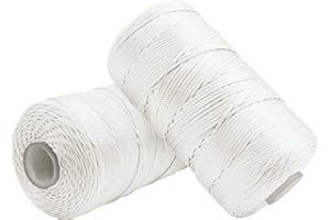 Uiopa 2 Pièces Fil Macramé 1,5mm x 200m, Fil de Crochet en Nylon Corde Fine pour Crochet et Tricot, Corde Macramé Blanc pour Bricolage, Décoration, Emballage Cadeau, Artisanat