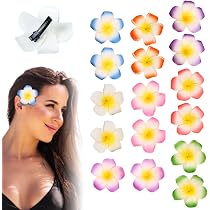 EIYVPRA 12 Stück Blumen-Haarspangen – Tropische Plumeria & Hibiskus Clips Für Urlaub & Party