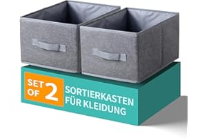 ORLISA große Aufbewahrungs-Boxen - 2er-Boxen-Set - praktische Kisten zur Aufbewahrung 38x26x20 cm - faltbare Organizer - Ordnungsboxen in Grau