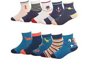 YANWANG 10 Paia di Calzini Corti in Cotone per Bambini Ragazzi Ragazze 1-10 Anni