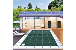 Happybuy Fits 16x32ft Rectangle Inground Safety Cover Green Mesh for Swimming Pool Winter