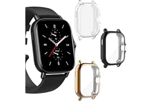 LvBu Etui ochronne kompatybilne z Amazfit GTS 2, elastyczne tworzywo TPU pełna ochrona z folią ochronną na wyświetlacz, odporne na zarysowania, etui ochronne do Amazfit GTS 2, Czarny+czarny