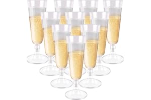 Taekooki 25 Pièces Verres à Champagne Plastique, 150ml, Verres à Champagne Transparents Gobelets, Verres à Champagne Réutilisables, pour Camping Jardin Anniversaires Mariages Fêtes
