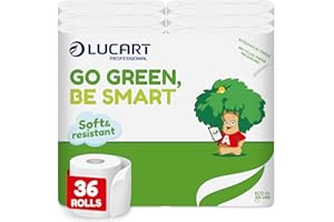 Lucart Professional, Papel Higiénico Ecológico 36 Rollos, Reciclado Certificado FSC, 3 Láminas, 100% Reciclado, Embalaje de Papel, Suave y Consistente, Blanco, 6 Paquetes de 6 Rollos
