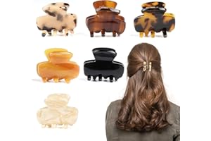 HDHGXUJRD haarklammer 6 Stück kleine haarklammern für damen mittleres und dünnes haar, rutschfeste klaue haarspangen, schildpatt-zelluloseacetat-haarklammern für Frauen Mädchen