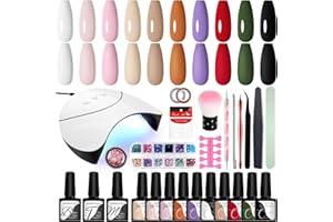 VANREESA Kit Uñas Semipermanentes 10 Colores Uñas Semipermanentes Kit Completo con Lámpara U V Kit Manicura Semipermanente Regalos para Mujeres