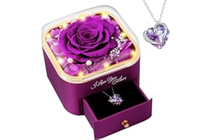 PatNlevs Ewige Rosen Geschenke für Frauen, Perfekt für Mama, Freundin, Ehefrau & mehr,Behaltene Unendliche Rosenbox - Ideales Geburtstag, Jubiläum, Weihnachten, Muttertag (Violett)