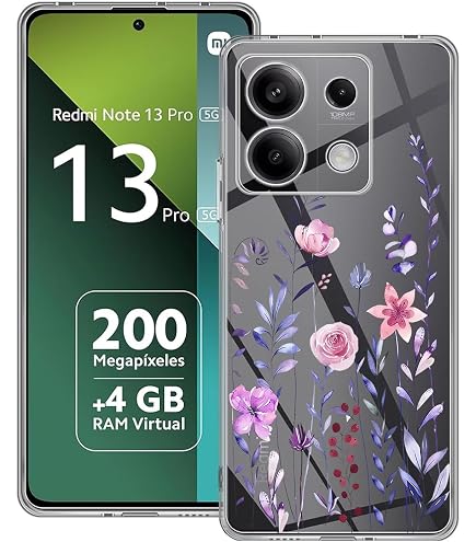 Kaywzo Handyhülle Für Xiaomi Redmi Note 13 Pro Plus 5G – Transparent, TPU, Mit Blumen-Muster, Stoßfest