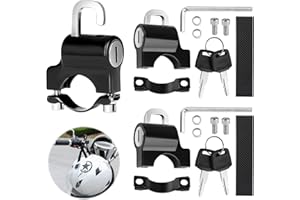 ELKFLEE 2 Pcs Motorcycle Helmet Lock Motorbike Helmet Padlock Anti‑Theft with Keys Riding Fixed Locks Universal Bike Accessories Portable Helmet Locks Fits 22-28mm Handlebar Tubing, Black