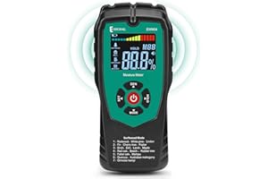 ERICKHILL Medidor de humedad de madera, medidor de humedad no invasivo con 4 modos, pantalla LCD retroiluminada, prueba de humedad de madera y materiales de construcción, detector de humedad para