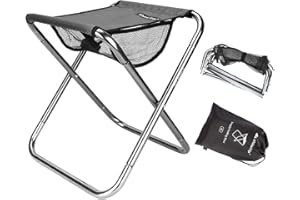 TLarder Folding Fishing Stool, Lightweight Camping Stools, Collapsible Portable Compact Travel Stools Fold Camp Chair Stool for Walking Hiking Hunting (Grey, XL:13 * 14 * 16inch)