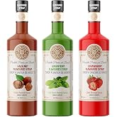 Sirius Premium &Ccedil;ilek, Fındık, Nane Aromalı Şurup 3'l&uuml; Set (3 x 700 ML) - Cam Şişe
