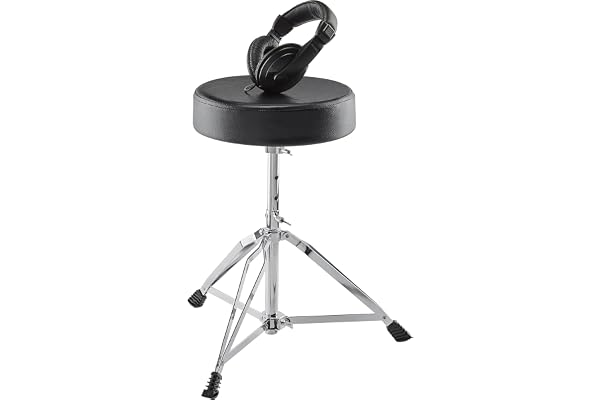 Alesis Drum Essentials Bundle Trumset-Tillbehörspaket | Dubbelstagad Justerbar Trumstol, On-Ear Hörlurar, för Eltrummisar