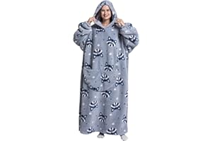 KAWOJA Verlängert Übergroße Hoodie Decke,Kuscheldecke mit Ärmeln und Taschen,Superweiche und Warme Flanell TV Decke mit Kapuze