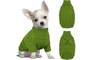 Hjumarayan Sweter dla psa – ciepły sweter dla psów, prosty i elegancki, dla małych psów z nogami, piękny sweter dla psa z otworem na uprząż, sweter dla psów Chihuahua (zielony, XS)
