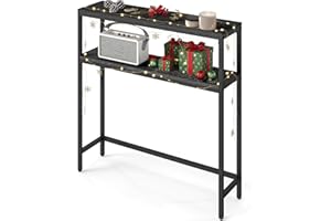 ‎VASAGLE VASAGLE Konsolentisch, schmaler Sofatisch mit 2 Ablagen, 20 x 80 x 80 cm, Flurtisch, 2 Ebenen, für Flur, Wohnzimmer, Schlafzimmer, anthrazitgrau-tintenschwarz LNT130B22