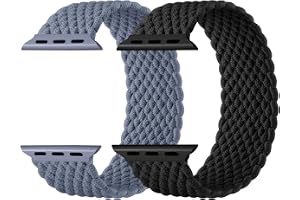 Charlam 2-pack flätat armband för Apple Watch, 41 mm, 40 mm, 38 mm, 45 mm, 44 mm, 42 mm, 49 mm, för dam, herr, stretchigt spo