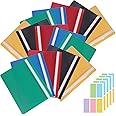 HuaJiao 15 Pcs A4 Project Folder Plastic Presentation Project Folder File Folders Document Organiser Holder with 5 Sheets Sticky Labels for Documents Files Classification