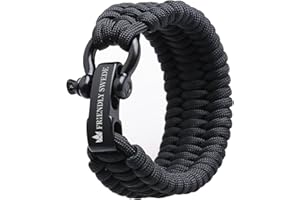 The Friendly Swede Bracelet de Survie Trilobite en Paracorde avec Maillon d'attache Noir en Acier Inoxydable - Idéal pour Randonnée, Camping et Toute Situation d'urgence
